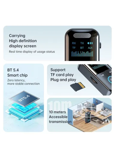 GT69 Bluetooth-compatible 5.4 Transmitter Receiver 2-In-1 Audio Adapter AUX Connector