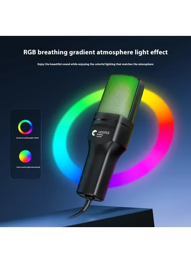 Computer Gaming Microphone USB Condenser Desktop Mic with RGB Light SF-777R 