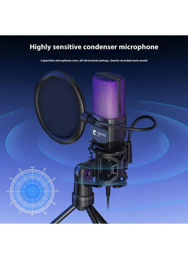 Computer Gaming Microphone USB Condenser Desktop Mic with RGB Light SF-777R 