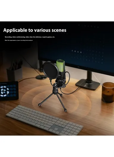 Computer Gaming Microphone USB Condenser Desktop Mic with RGB Light SF-777R 