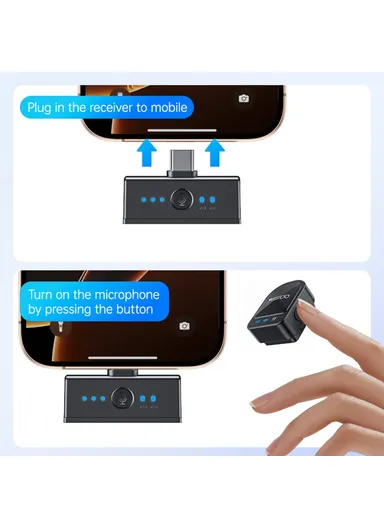 2 in 1 Button Clip-On Microphone 100m Range Wireless Lavalier Mic Set KR19