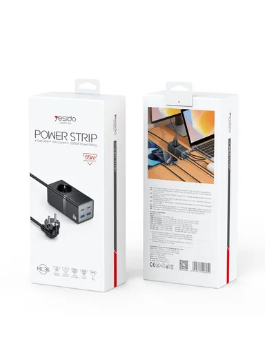 65W GaN Power Strip USB-C USB-A Desktop Fast Charging Station - EU Plug