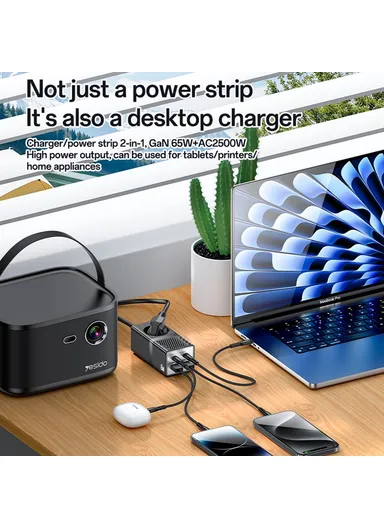 65W GaN Power Strip USB-C USB-A Desktop Fast Charging Station - EU Plug