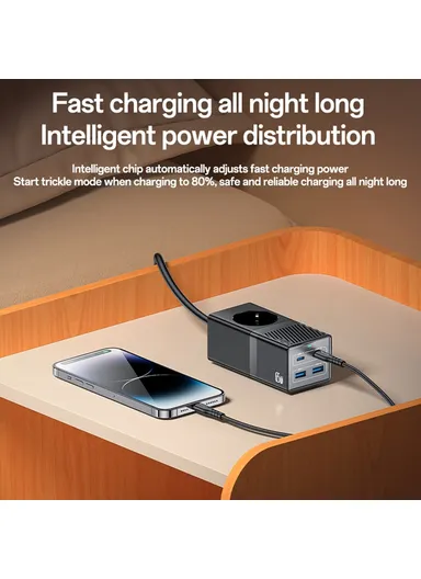 65W GaN Power Strip USB-C USB-A Desktop Fast Charging Station - EU Plug