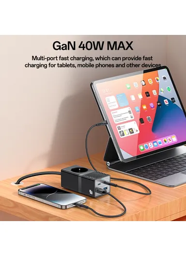 40W GaN Power Strip USB-C USB-A Desktop Fast Charging Station - EU Plug