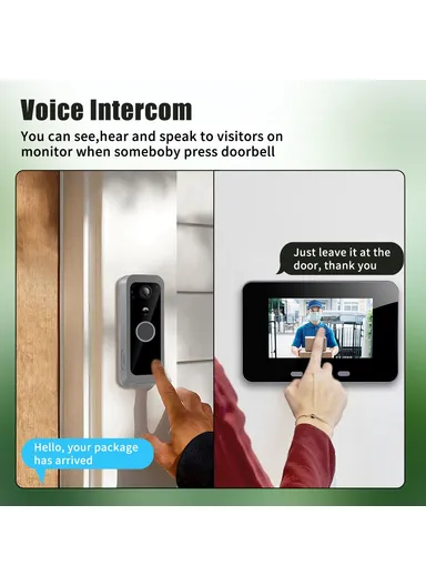 2.4G Point to Point 4 Inch Visual Intercom Doorbell PIR Motion Detection Night Vision Wireless Video Door Phone SY-30