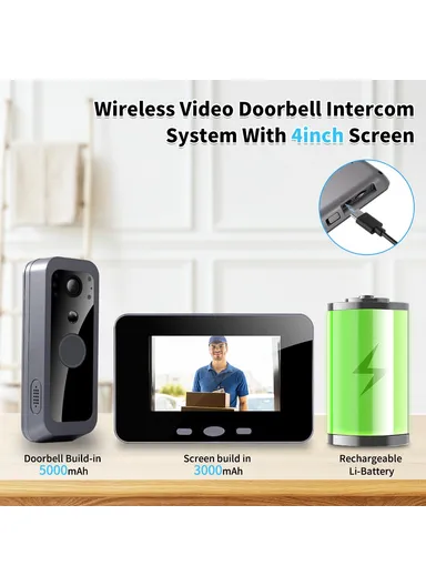 2.4G Point to Point 4 Inch Visual Intercom Doorbell PIR Motion Detection Night Vision Wireless Video Door Phone SY-30