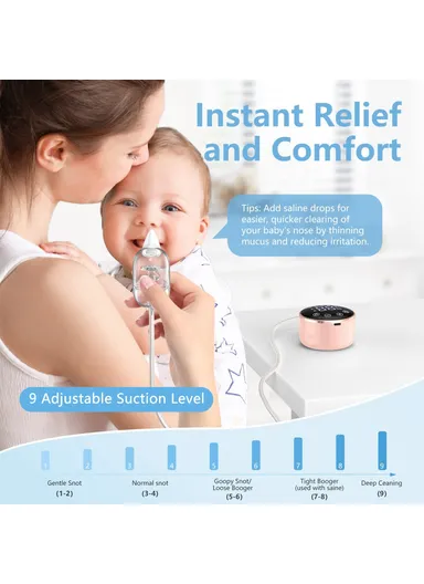 Baby Nasal Aspirator Electric Nose Suction Device with Lullaby Function 9 Levels Adjustment QY-201