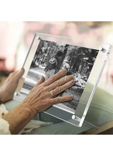 A4 Size Wall Hanging Acrylic Photo Frame Multipurpose Crystal Clear Desktop Display Stand