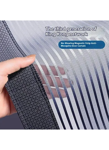 100 x 210cm Magnetic Screen Door for Bedroom Patio Mosquito Mesh Curtain No Drill Installation - Coffee Stripe