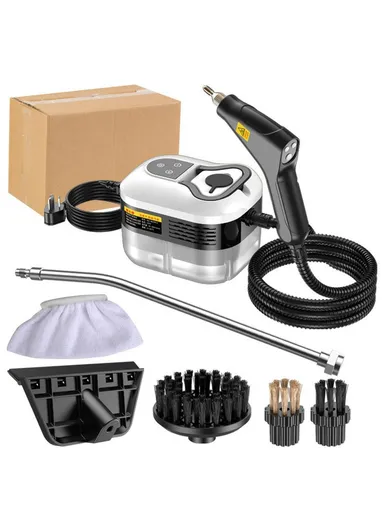 High Temperature Steam Cleaner Digital Display Kitchen Hood Bathroom Handheld Steam Cleaning Machine, 220V EU Plug - Black &amp; White