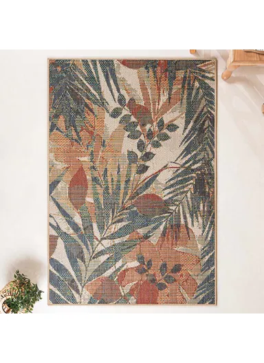 240 x 330 cm Nova Palm Serenade Indoor Outdoor Decorative Rug - Green / Cream / Brick