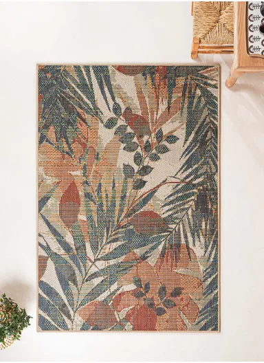 240 x 330 cm Nova Palm Serenade Indoor Outdoor Decorative Rug - Green / Cream / Brick