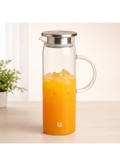 1200ML Glass Carafe with Stainless Steel Filter Lid Borosilicate Glass | Heat-Resistant | Non-Drip Spout