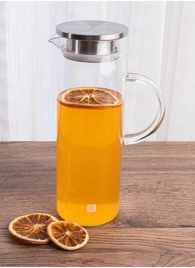 1200ML Glass Carafe with Stainless Steel Filter Lid Borosilicate Glass | Heat-Resistant | Non-Drip Spout