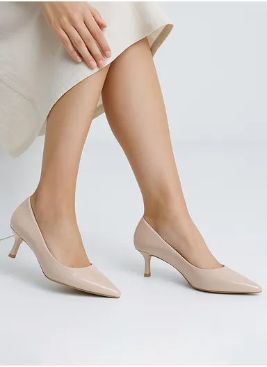 Glossy Elegant Pointed-Toe Heels 920-1 - Beige