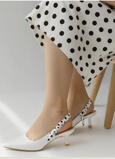 Chic Scarf-Tie Slingback Heels 121-B1 - White