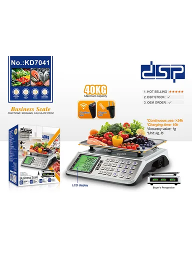 40kg Rechargeable Digital Scale with Dual Units &amp; LCD Display KD7041