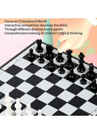 Magnetic Folding Chess Set for Kids Portable Travel Board Game with Magnetic Pieces