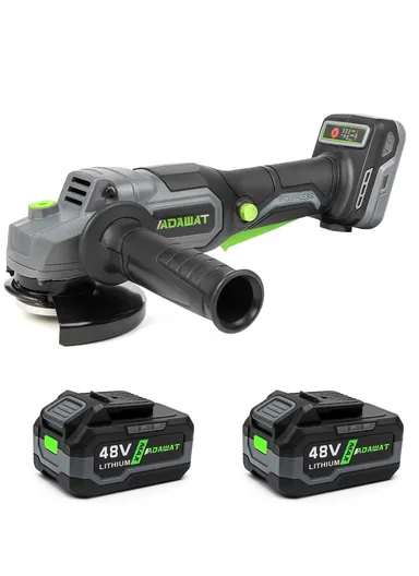 48V Cordless Brushless Cordless Angle Grinder 12.5cm Disk with 2 Rechargeable Batteries &amp; Plastic Storage Case WT125