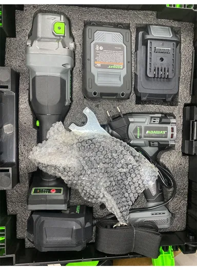 2-IN-1 48V Cordless Brushless Power Tool Kit Angle Grinder + Impact Wrench with 2 Rechargeable Batteries &amp; Plastic Storage Case WT125+WT450