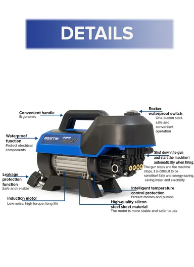 1600W 70 Bar, 6.5L/min Flow High Pressure Washer Portable Electric Power Cleaner with Foam Bottle &amp; Complete Accessory Kit BJ6658 