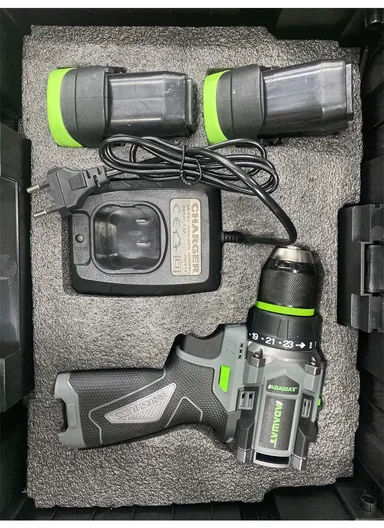 18V Cordless Brushless Electric Drill Screwdriver with 2 Rechargeable Batteries &amp; Plastic Storage Case WT18