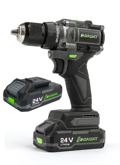 24V Cordless Brushless Electric Drill Screwdriver with 2 Rechargeable Batteries &amp; Plastic Storage Case WT21