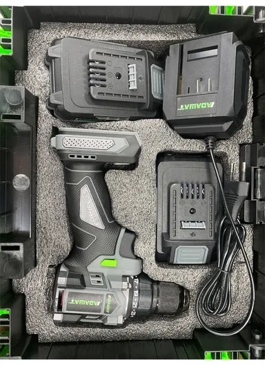 24V Cordless Brushless Electric Drill Screwdriver with 2 Rechargeable Batteries &amp; Plastic Storage Case WT21