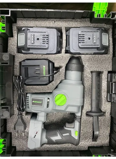 48V Cordless Brushless Cordless Hammer Drill SDS with 2 Rechargeable Batteries &amp; Plastic Storage Case WT22
