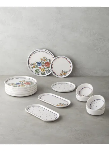 Linea Ceramic Breakfast Set 14 pieces for 6 people Colorful