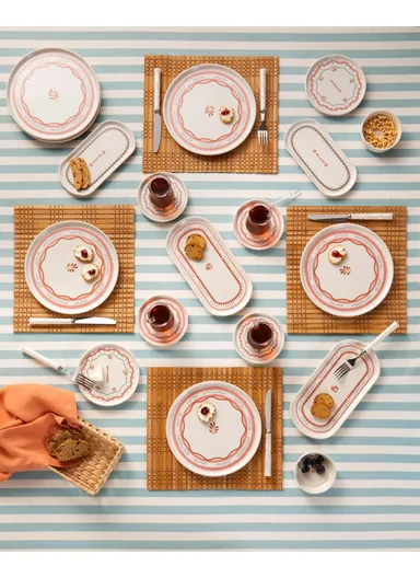 Comely Ceramic Breakfast Set 32 pieces for 6 people Colorful