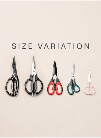 2Pcs Stainless Steel Multifunction Kitchen Scissors with Blade Covers (L22 x W9.5)cm - Grey / Red