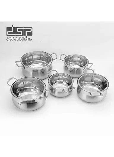 10 Pcs Stainless Steel Cookware Set Induction Compatible CS006-S02