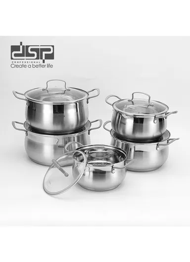 10 Pcs Stainless Steel Cookware Set Induction Compatible CS006-S02