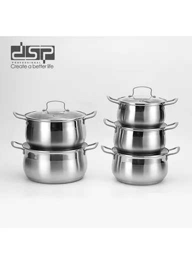 10 Pcs Stainless Steel Cookware Set Induction Compatible CS006-S02