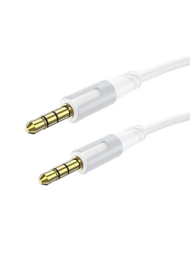 3.5mm Aux Audio Cable, HiFi Sound, Gold-Plated Connectors, Nylon Braided, Universal Compatibility BL19 - White