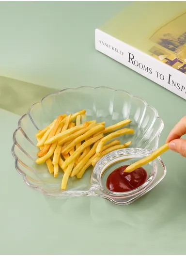 Stylish Glass Fruit Plate, Durable and Easy-to-Clean Serving Tray JZ8009