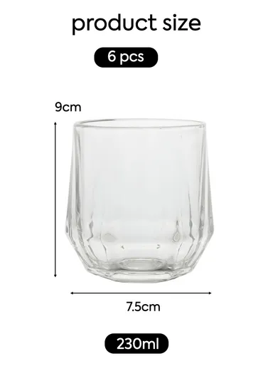 230ml 6Pcs Luxurious Round Glass Cup Set With Elegant Design For Soft Drinks AIZLV-LJJW01