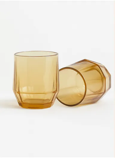 230ml 6Pcs Luxurious Round Glass Cup Set With Elegant Design For Soft Drinks AIZLV-LJJW02 - Amber