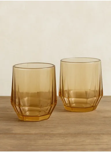 230ml 6Pcs Luxurious Round Glass Cup Set With Elegant Design For Soft Drinks AIZLV-LJJW02 - Amber