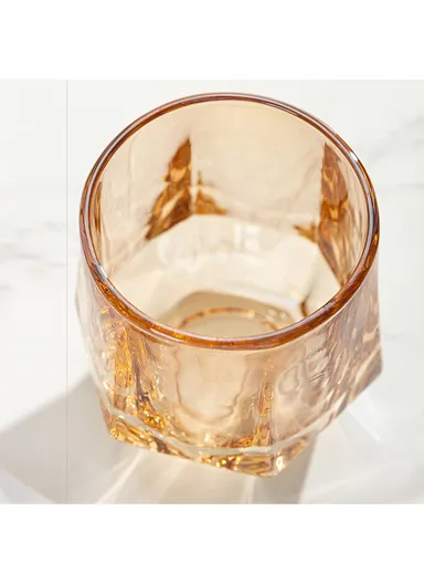 230ml 6Pcs Luxurious Round Glass Cup Set With Elegant Design For Soft Drinks AIZLV-LJJW02 - Amber