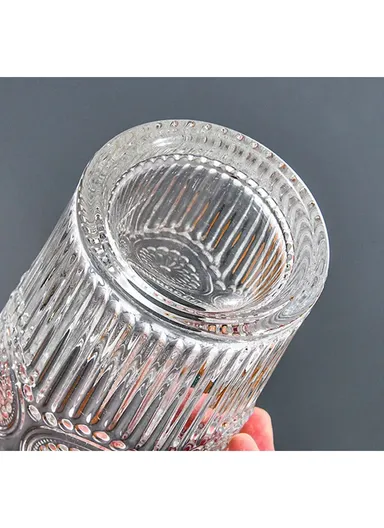 6-Pcs Transparent Round Glass Cups with Sturdy Base &amp; Smooth Rim for Beverages TY01