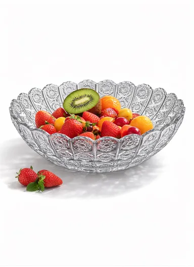 27cm Elegant Glass Fruit Plate Durable, Stylish &amp; Multi-Purpose Serving Dish TYP02 - Transparent Black