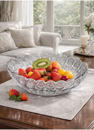 27cm Elegant Glass Fruit Plate Durable, Stylish &amp; Multi-Purpose Serving Dish TYP02 - Transparent Black