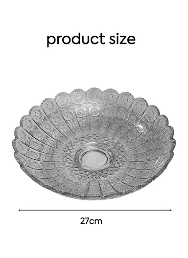 27cm Elegant Glass Fruit Plate Durable, Stylish &amp; Multi-Purpose Serving Dish TYP02 - Transparent Black