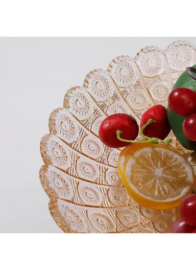 27cm Elegant Glass Fruit Plate Durable, Stylish &amp; Multi-Purpose Serving Dish TYP02 - Transparent Black