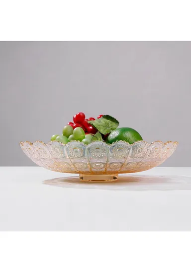 27cm Elegant Glass Fruit Plate Durable, Stylish &amp; Multi-Purpose Serving Dish TYP02 - Transparent Black