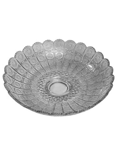 27cm Elegant Glass Fruit Plate Durable, Stylish &amp; Multi-Purpose Serving Dish TYP02 - Transparent Black