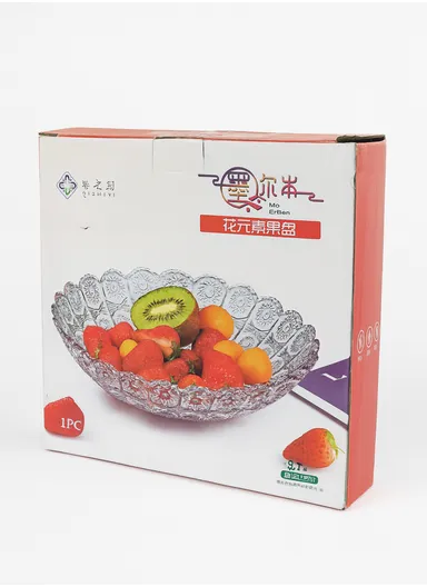 27cm Elegant Glass Fruit Plate Durable, Stylish &amp; Multi-Purpose Serving Dish TYP02 - Transparent Black